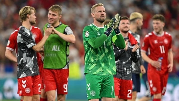 Kasper Schmeichel and his Denmark team-mates applaud the fans after qualifying