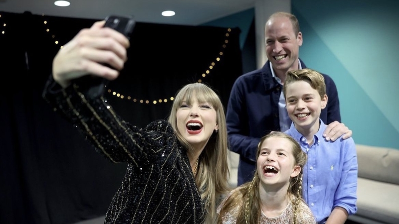 Taylor Swift pictured with Britain's Prince William, Prince George and Princess Charotte. Photo credit: @taylorswift/Instagram