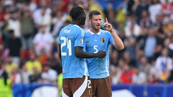 Jan Vertonghen (R) was unhappy with the reaction of the Belgian fans at the end of their game with Ukraine