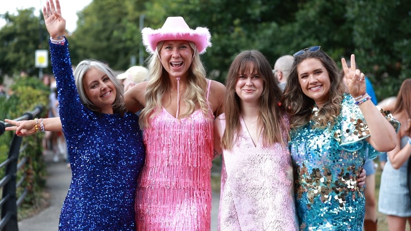 Emma Satchwell, Lauren Clark, Annabel Cleary, and Tierna Brazil before watching Taylor Swift. Photo: PA