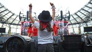 A young Taylor Swift fan wearing the 22 hat. Photo: Getty