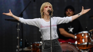 Paramore singer Hayley Williams wearing a Cranberries t-shirt while opening Taylor Swift's Aviva gig. Photo: Getty
