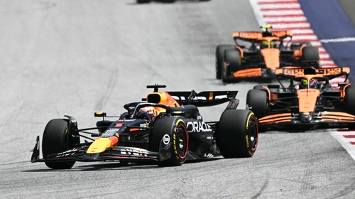 Pole-sitter and drivers' championship leader Verstappen stayed ahead of Piastri and Norris