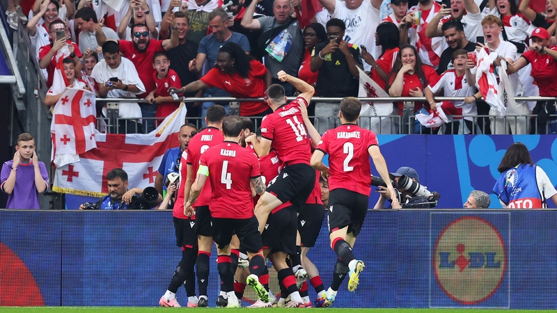Georgia celebrate during their victory over Portugal