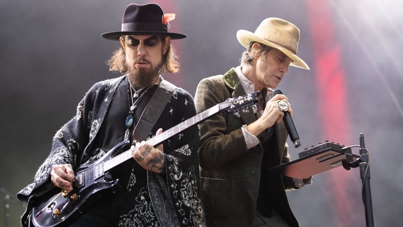 Jane's Addiction's Dave Navarro (left) and Perry Farrell, pictured during their performance in the grounds of Trinity College Dublin in June Photo: Getty Images