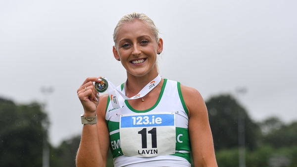 Sarah Lavin with her gold model