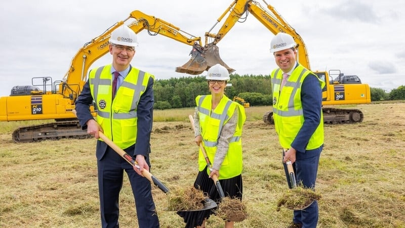 Colin O'Brien, Category Head, Global Beer Supply at Diageo; Jenny Melia, Executive Director of Enterprise Ireland and Minister of State for Agriculture and TD for Kildare South, Martin Heydon at the Diageo sod turning event