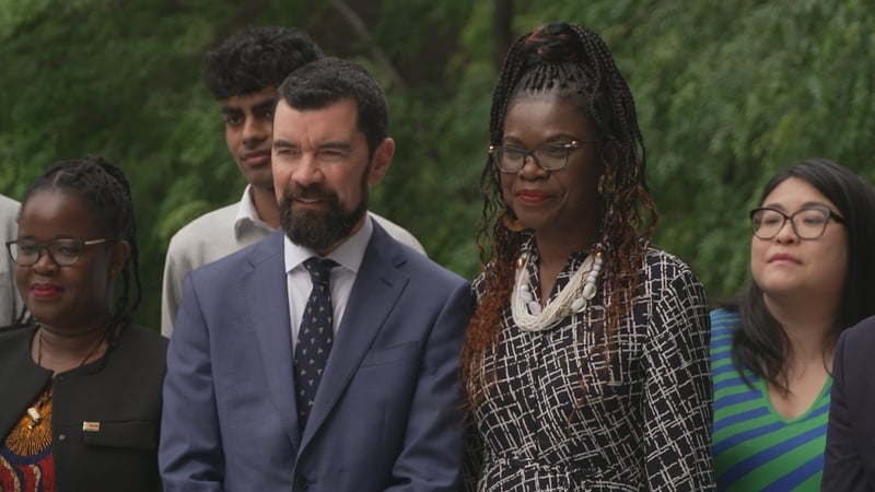 Dr Ebun Joseph pictured with Minister of State Joe O'Brien