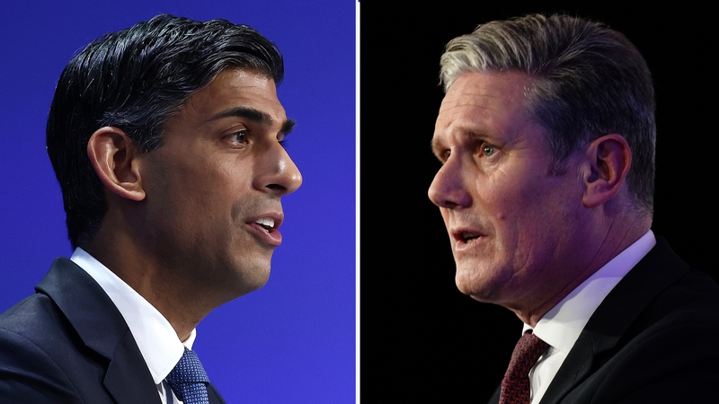 Polls suggest voters will punish the Tories, led by Rishi Sunak (L), and hand Labour, led by Keir Starmer (R), a landslide victory