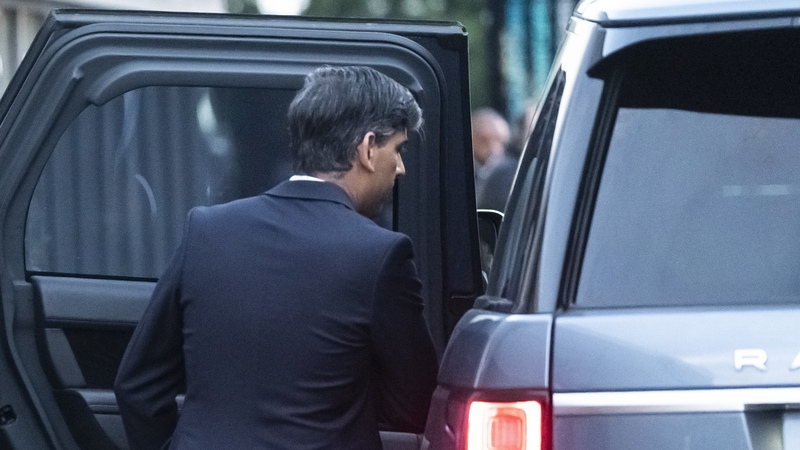Rishi Sunak leaves Northallerton Leisure Centre in North Yorkshire, following the count for the Richmond and Northallerton constituency