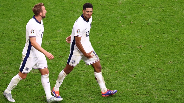Jude Bellingham celebrates crudely after scoring against Slovenia