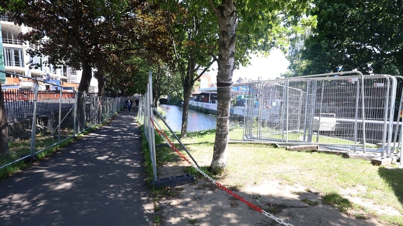 Fences have been set up along Dublin's Grand Canal to stop asylum seekers pitching tents (file image)