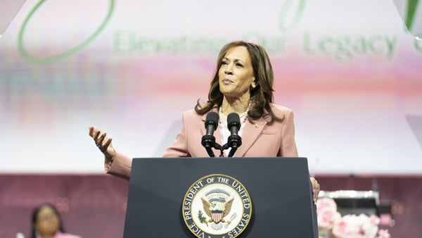 Kamala Harris pictured at an event in Dallas, Texas