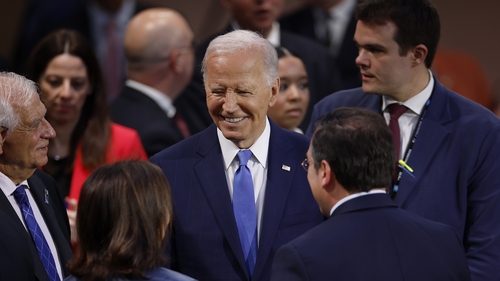 Joe Biden ag cruinniú NATO i Washington aréir