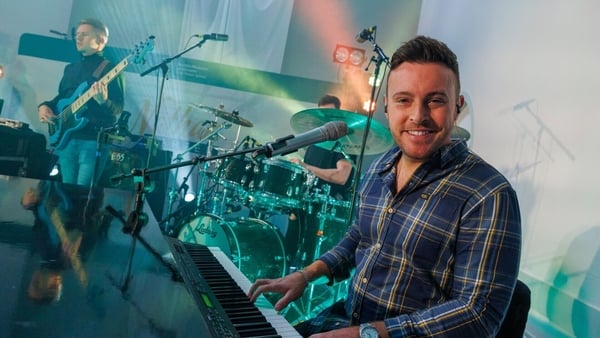 Nathan Carter warming up with his band before their performance in Castlerea Prison