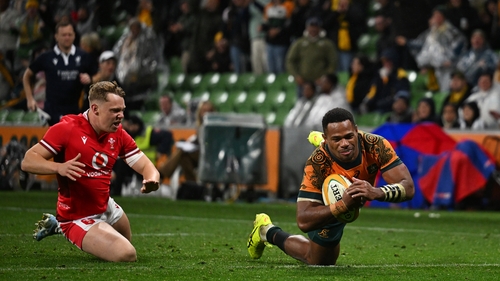 Filipo Daugunu touched down twice for the Wallabies