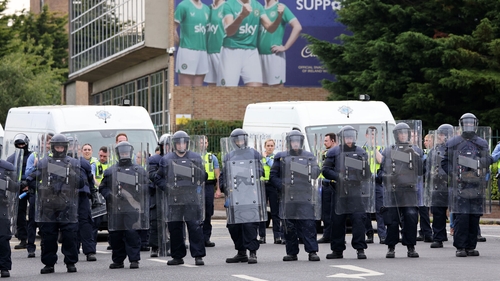 The Garda Public Order Unit on duty during disturbances in Coolock in Dublin