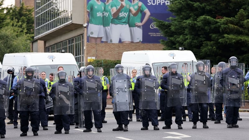The Garda Public Order Unit on duty during disturbances in Coolock in Dublin