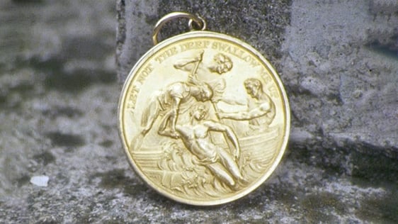 Dún Laoghaire lifeboat coxswain William Hutchison's RNLI gold medal for exceptional valour, 1979.
