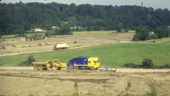 Bin lorries use the contraversial Liffey Valley rubbish dump, 1984.