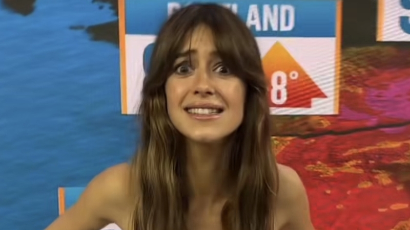 Daisy Edgar-Jones warns, "Don't make unnecessary journeys", as she lipsyncs to Teresa Mannion's viral weather report