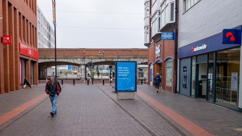 A Nationwide Building Society branch (right) and a Virgin Money UK bank branch (left) in Middlesbrough