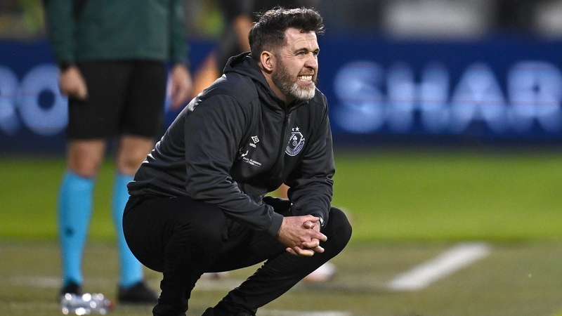 Shamrock Rovers manager Stephen Bradley looks on during the first leg at Tallaght Stadium