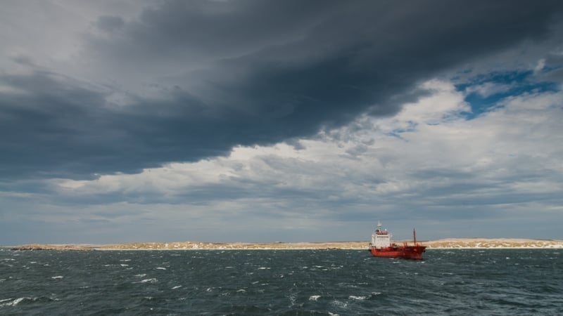 The coast of the Falkland islands, near the capital of Stanley