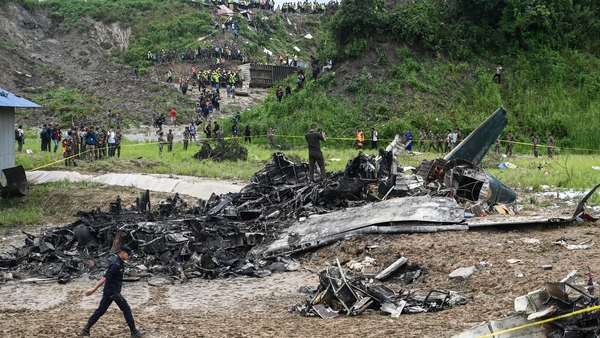 The plane burst into flames after it skidded off the runway