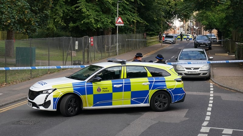 Police at the scene in Gillingham after a soldier in uniform was stabbed