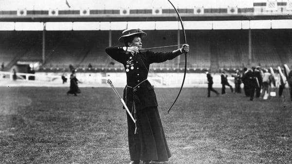 Ardee woman Beatrice Hill-Lowe taking bronze in archerty at the London Olympics in 1908. Photo: Topical Press Agency/Getty Images