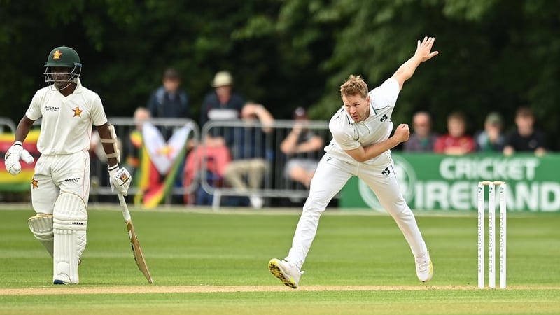 Ireland's Barry McCarthy bowls a delivery at Stormont