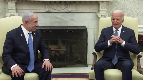 The two leaders put on a good-humoured show for the cameras as they met in the Oval Office at the White House