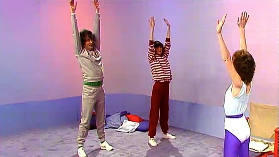 Dermot Morgan and Lorraine Enriquez join fitness instructor Mary Rose Doorly for an aerobic workout…