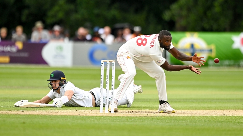 Ireland's PJ Moor dives to make his maiden test 50