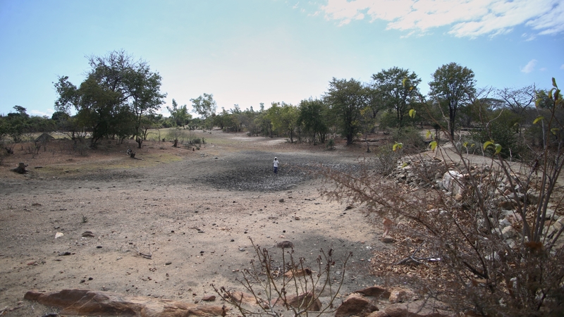 A view of the dry bed of the Kapotesa dam in Mudzi, Zimbabwe, earlier this month which has run completely dry because of the El Niño induced drought