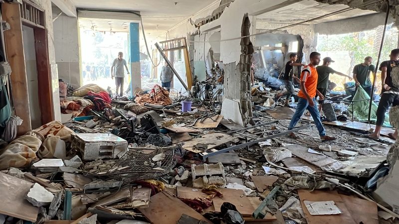 A view of the damage after the Israeli attack in Deir al-Balah