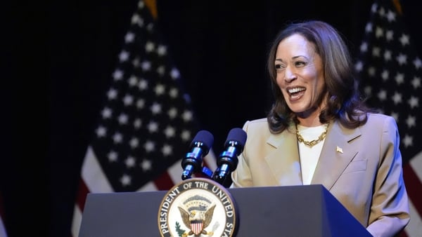Democratic presidential candidate Kamala Harris speaks during a campaign fundraising event at the Colonial Theater in Pittsfield, Massachusetts