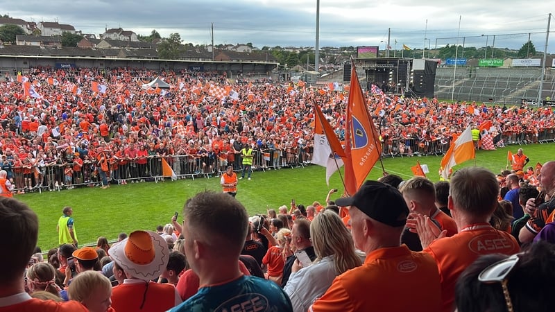Thousands of fans have gathered in Armagh to welcome the All-Ireland champions home