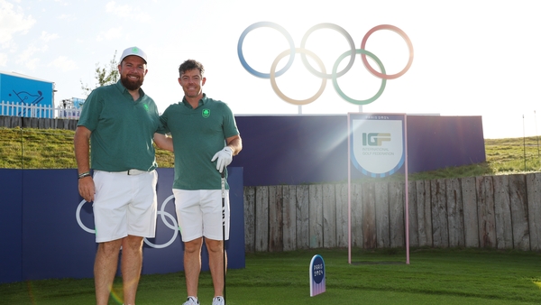 Shane Lowry and Rory McIlroy at Le Golf National this morning