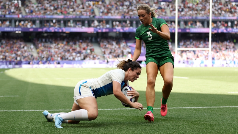 Ireland's Stacey Flood can't prevent Carla Neisen from running in a French try