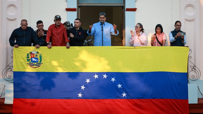 Venezuelan President Nicolas Maduro speaks to his supporters in Caracas