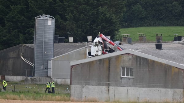 The helicopter ended up on the roof of a piggery in Co Westmeath on 30 July