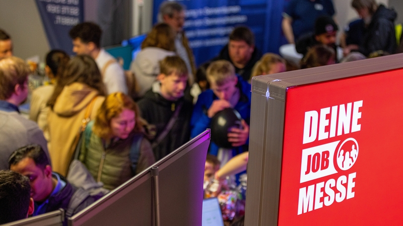 Attendees at the Job Messe career fair at the Olympiastadion in Berlin,