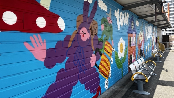 The mural was created by Lithuanian artist Egle Zvirblyte