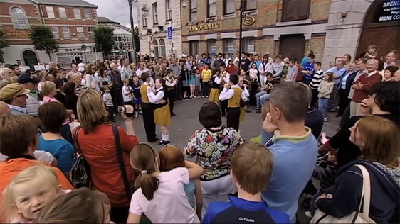 Céilí dancing on the streets of Tullamore in County Offaly, 2009.