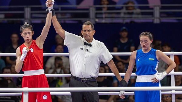 Lin Yu Ting (L) of Taiwan beat Sitora Turdibekova of Uzbekistan today