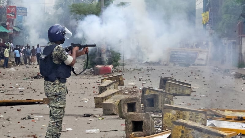 Police use tear gas to disperse student protestors in Bogura