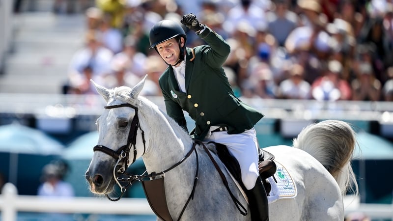 Shane Sweetnam of Team Ireland, on James Kann Cruz, in action during the Jumping Individual Qualifier at the Château de Versailles