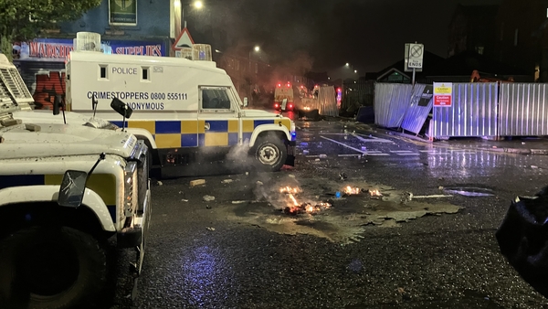 Trouble erupted in the Sandy Row area of south Belfast last night for the second time in 72 hours